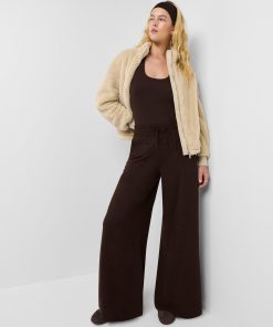Espresso Brown Marl Glow Palazzo Wide Leg Pants