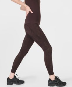 Brown Soft Fade Print Power 7/8 Workout Leggings
