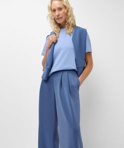 Prussian Blue Sand Wash Wide Leg Pants