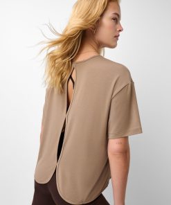 Utility Brown Soft Flow Studio Keyhole Back Tee