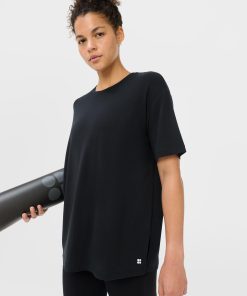 Black Soft Flow Studio Longline Tee