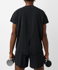 Black Ultimate Track Pants Perforated Split Back Tee