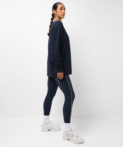 Navy Blue After Class Seam Detail Longline Sweatshirt