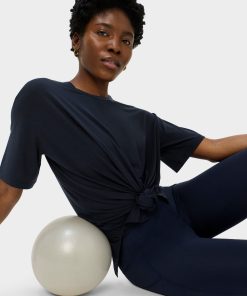 French Navy Blue Soft Flow Studio Longline Tee