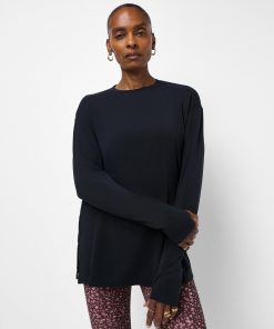 Black Soft Flow Studio Longline Long Sleeve Tee