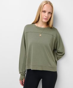 Bracken Green After Class Seam Detail Cropped Sweatshirt